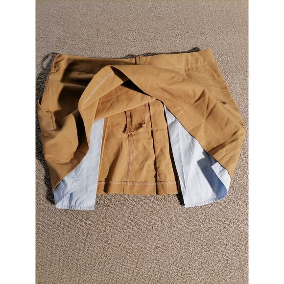 ZARA Medium Female Brown Tan Pleated Skirt with White Layered Hemline Stylish - Picture 11 of 14